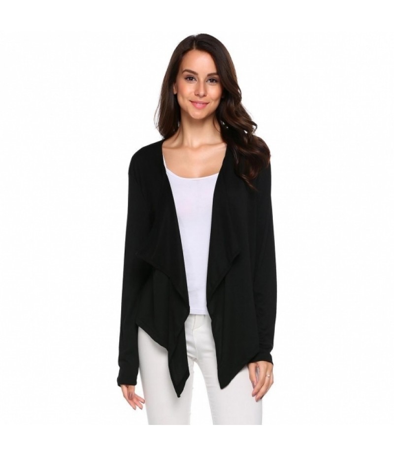 Long Sleeve Asymmetrical Solid Open Front Cardigan