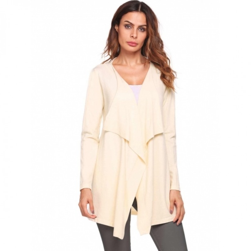 Long Sleeve Asymmetrical Solid Open Front Cardigan