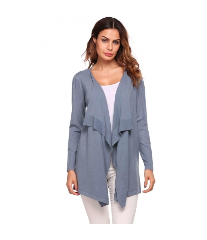 Long Sleeve Asymmetrical Solid Open Front Cardigan