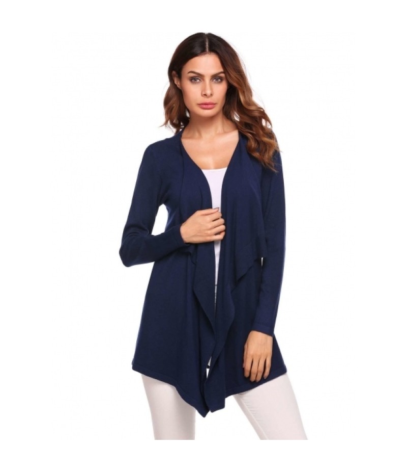 Long Sleeve Asymmetrical Solid Open Front Cardigan