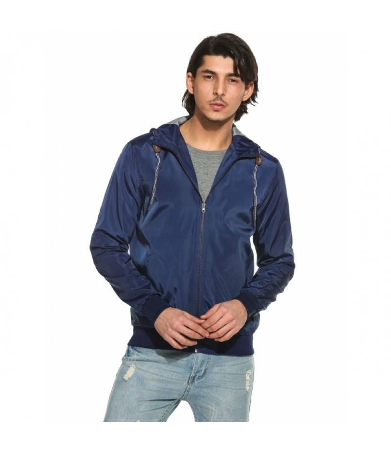 Men's Casual Long Sleeve Solid Zip-up Hooded Jacket Outerwear