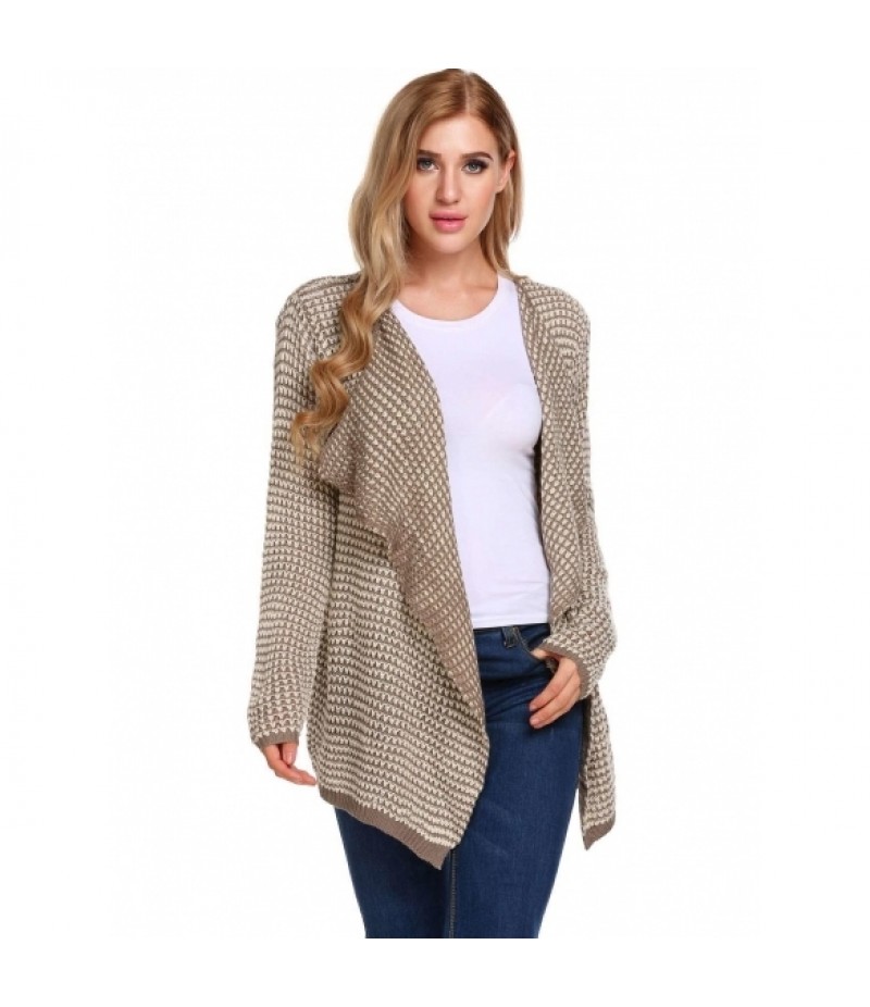 Long Sleeve Asymmetrical Dot Draped Open Front Cardigan