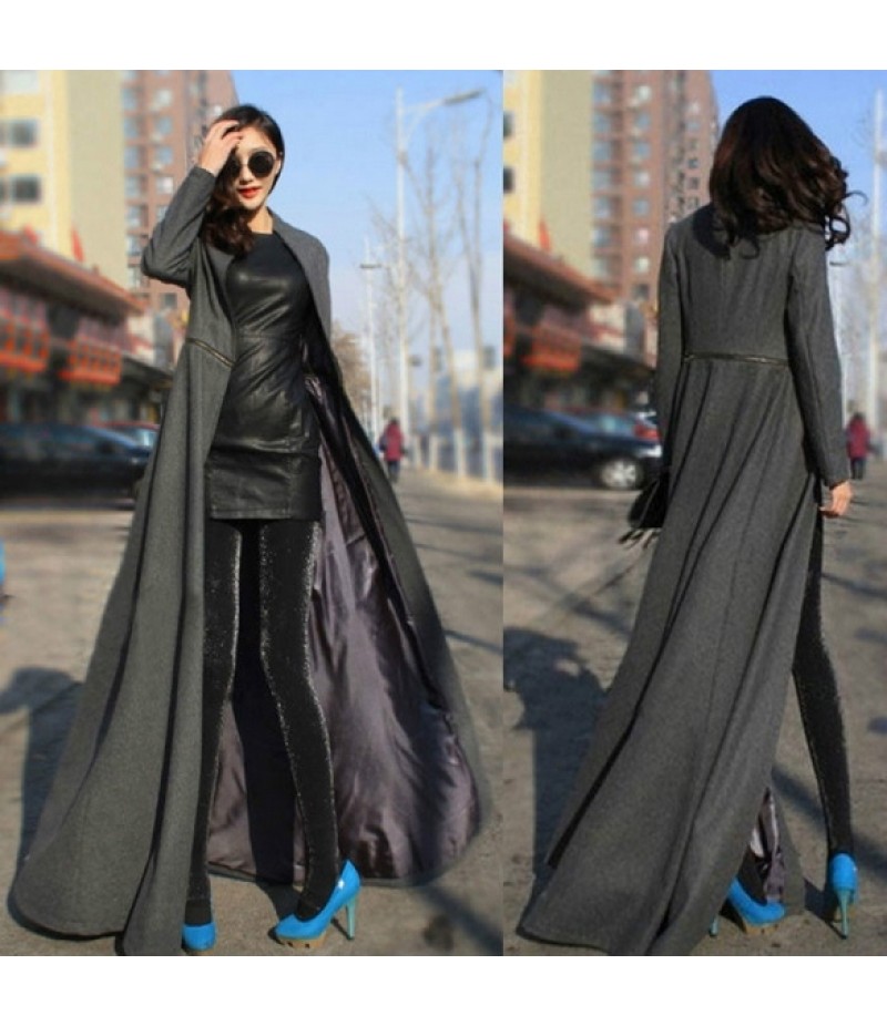 NewLady Women's Cool Full Length Wool Blend Winder Breaker Trench Jacket Coat