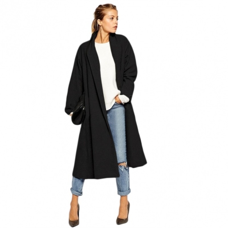 Cool Stylish Ladies Women Casual Below Knee Long Solid Cardigan Trench Coat Outerwear Windbreaker