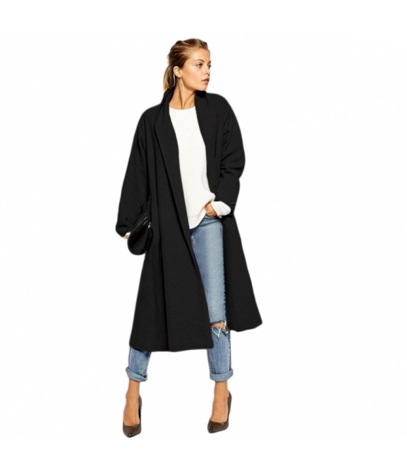 Cool Stylish Ladies Women Casual Below Knee Long Solid Cardigan Trench Coat Outerwear Windbreaker