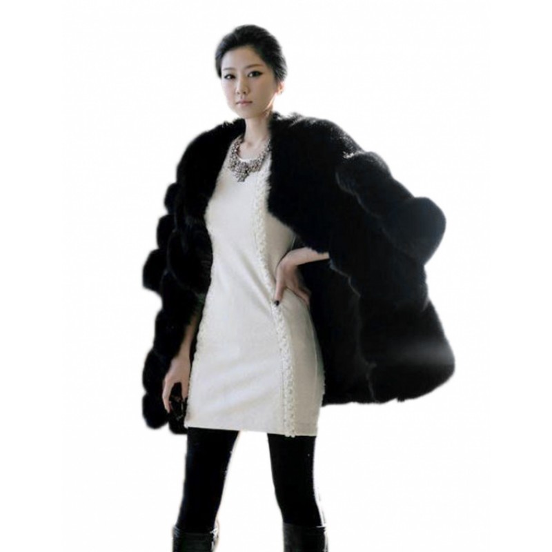 Luxury Women Faux Fur Warm Coat Overcoat Soft Jacket Outerwear Winter Cloak Parka Long Thick Trench Coat