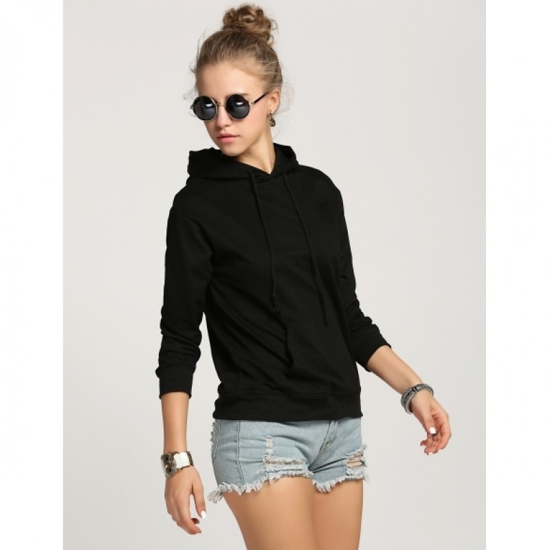 Zeagoo WomenCasual Hooded Long Sleeve Solid Pullover Hoodie