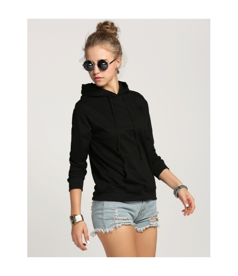 Zeagoo WomenCasual Hooded Long Sleeve Solid Pullover Hoodie