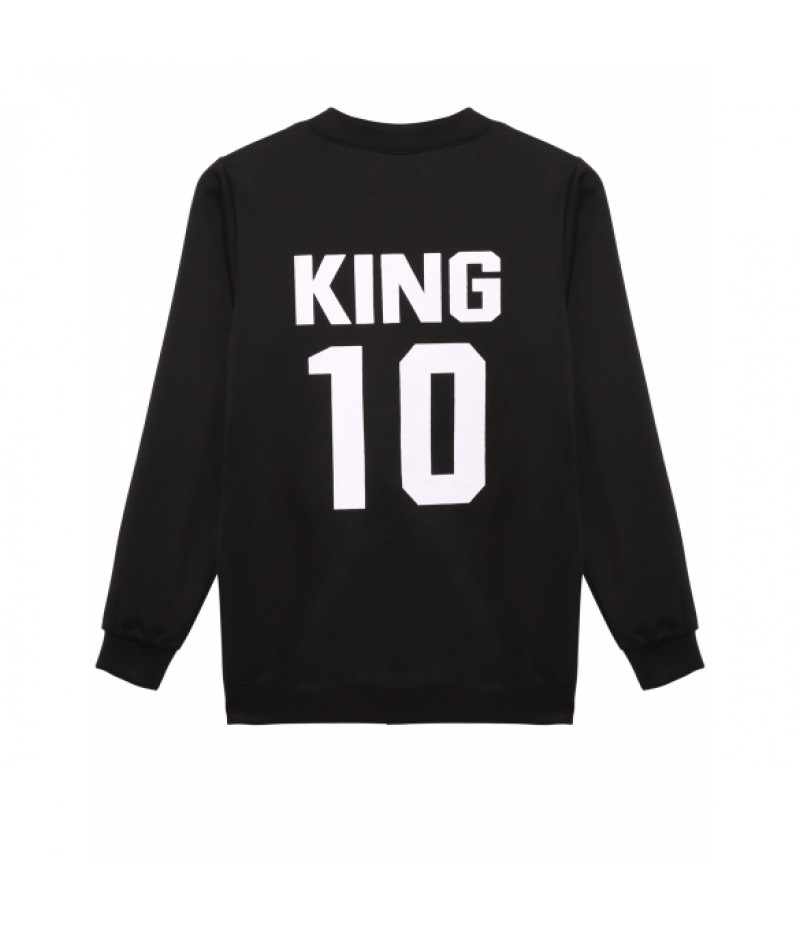 NewCouple Unisex Long Sleeve Hoodie Print Casual Loose Sports Pullover Tops Black