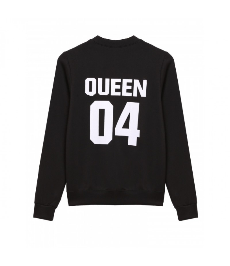 NewCouple Unisex Long Sleeve Hoodie Print Casual Loose Sports Pullover Tops Black