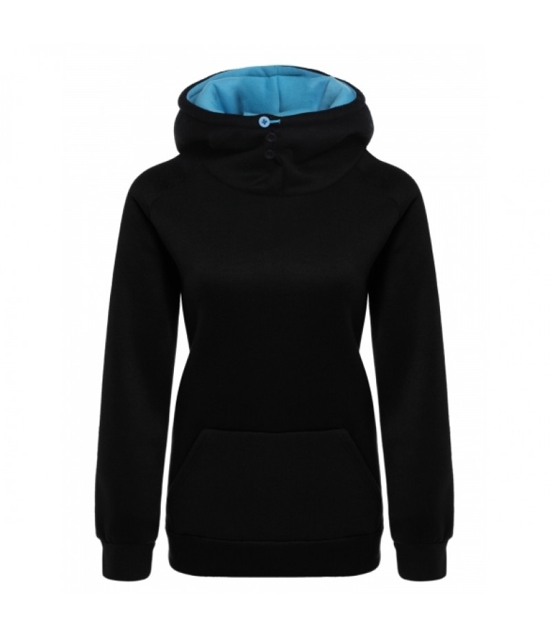 Fashion Warm Women Hooded Raglan Sleeve Solid Pullover Casual Hoodie Sweatshirt