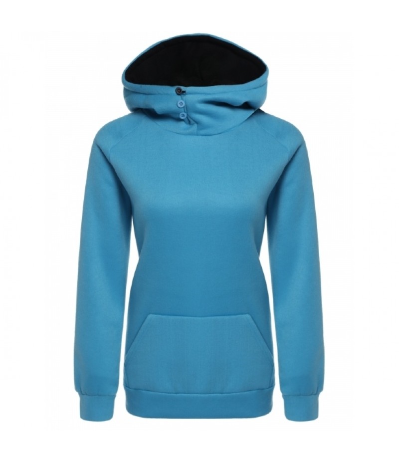 Fashion Warm Women Hooded Raglan Sleeve Solid Pullover Casual Hoodie Sweatshirt