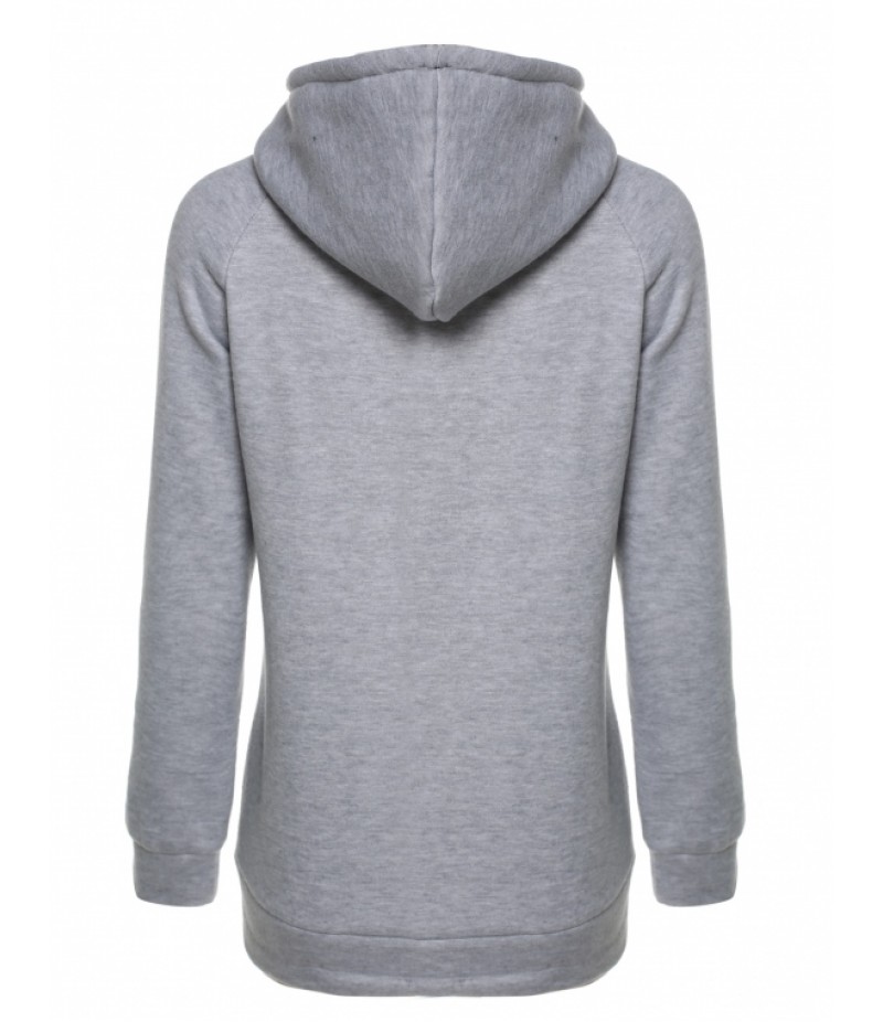 Fashion Warm Women Hooded Raglan Sleeve Solid Pullover Casual Hoodie Sweatshirt