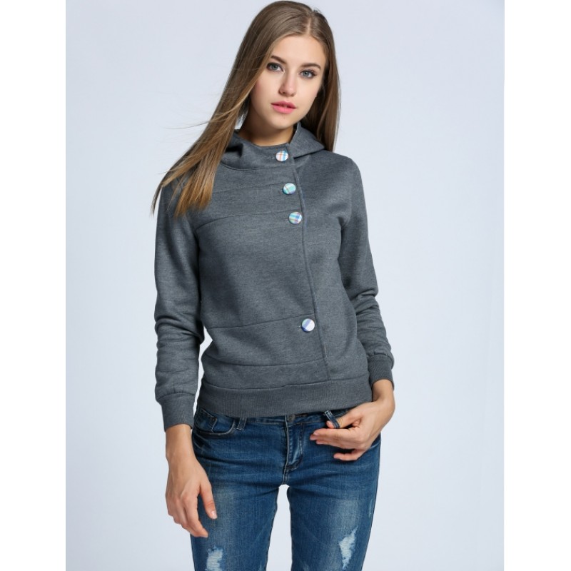 Fashion Women Hooded Long Sleeve Pullover Fleece Solid Hoodie Sweatshirt