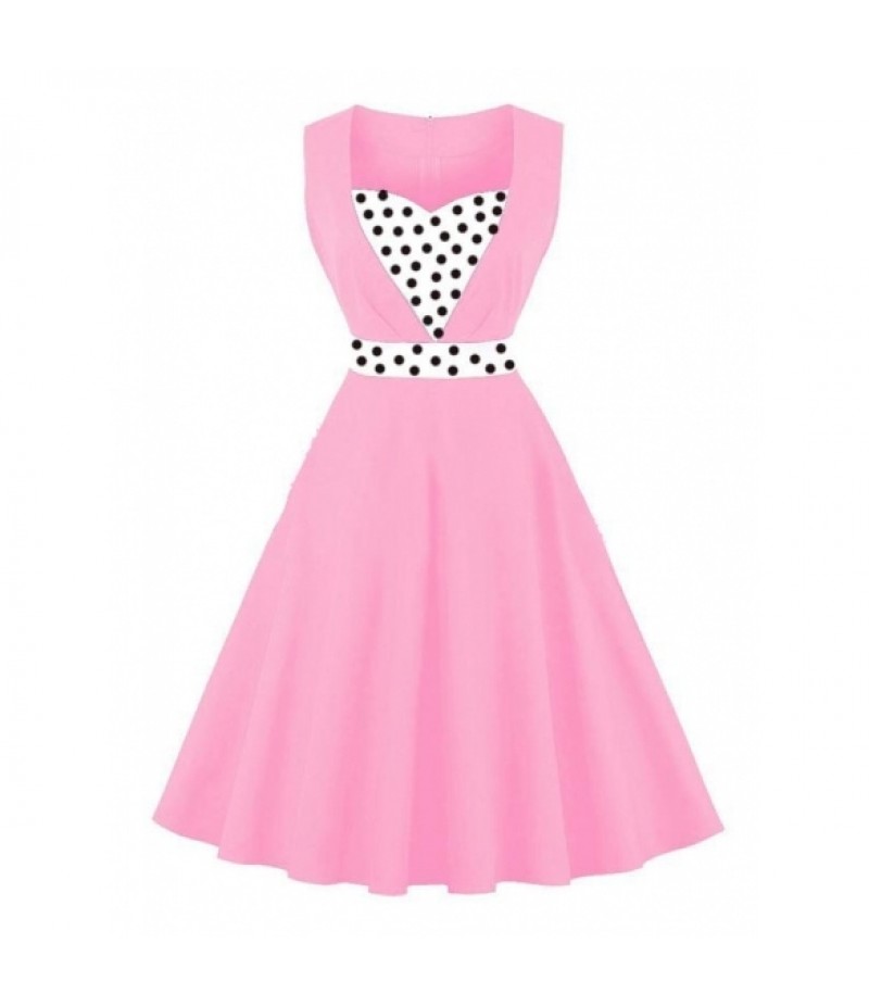 Sweetheart Neck Sleeveless Contrast Color Patchwork Swing Party Dress