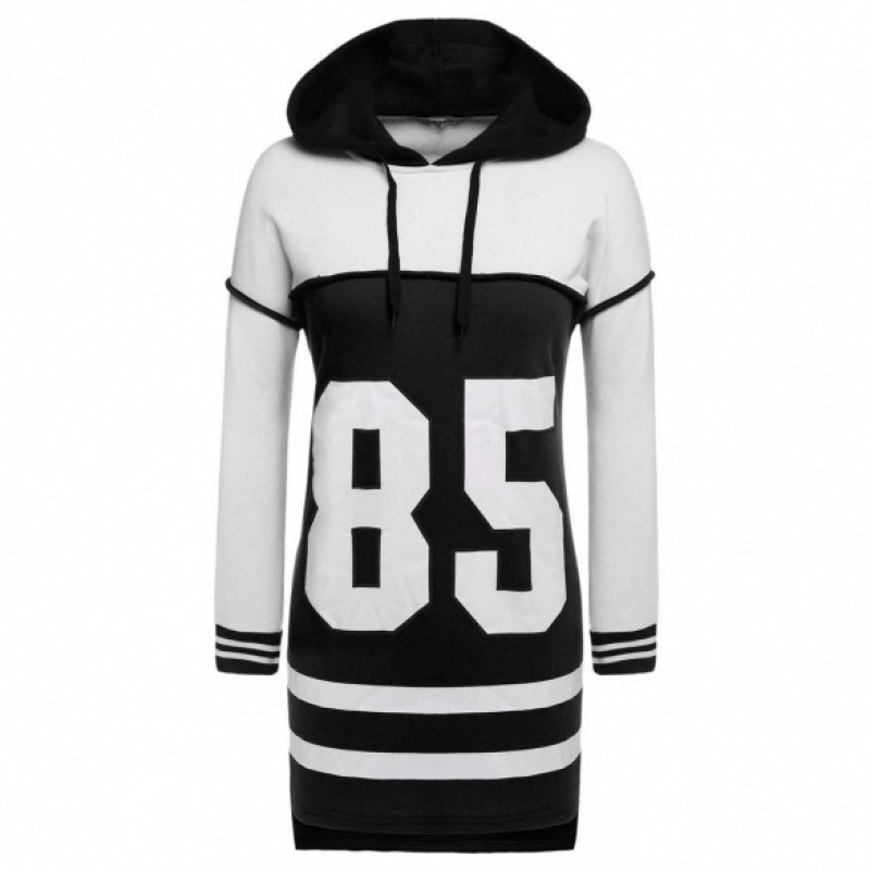 Zeagoo Women LadiesRaglan Sleeve Hooded Letter Print Splicing Color Loose Casual Sports Long Hoodie